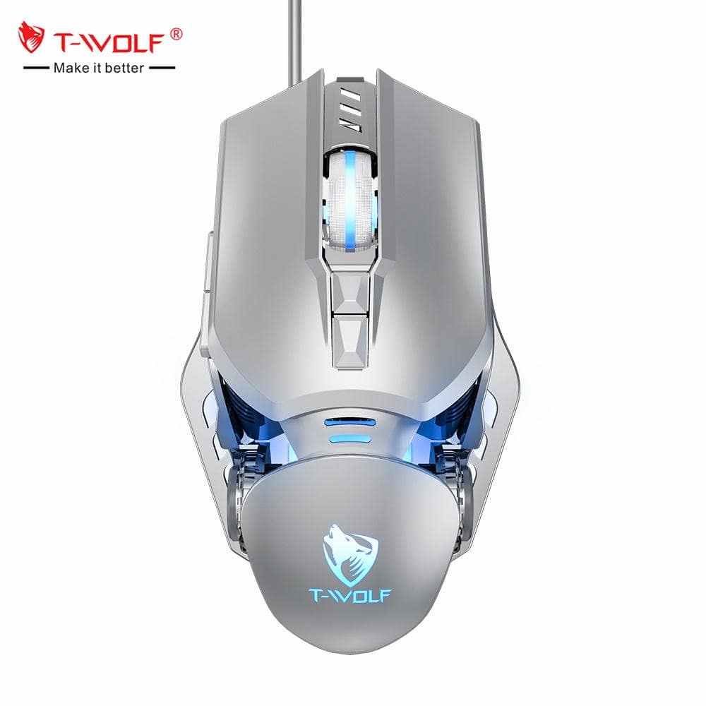 T-WOLF G530 Noble Silver front view T-WOLF G530 Noble Silver gaming mouse