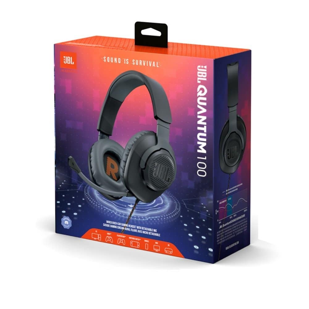 jbl quantum 100 black box JBL Quantum 100 black wired gaming headset retail box