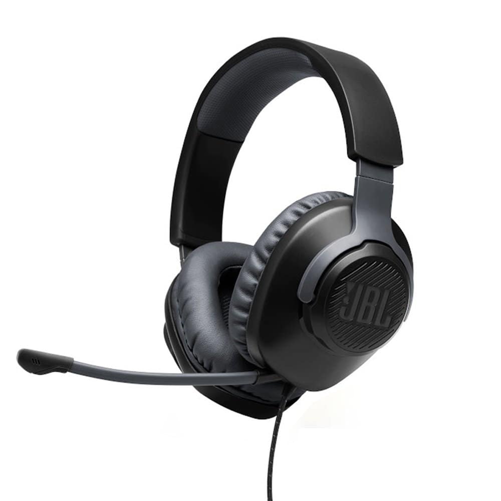 jbl quantum 100 black detachable mic JBL Quantum 100 black wired gaming headset with detachable boom microphone