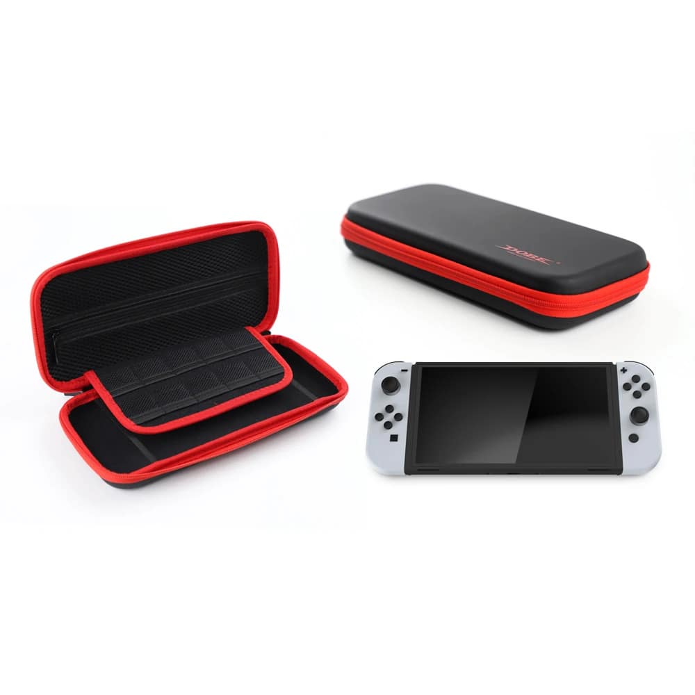 dobe tns 1130 storage Switch OLED carrying case with mesh pocket and game-card flap