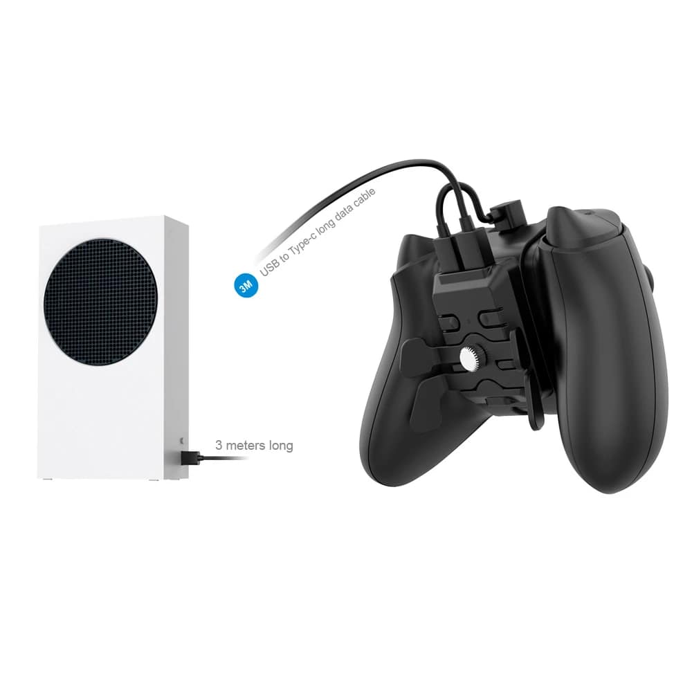 Wired connection example with Xbox Series S; console and controller not included