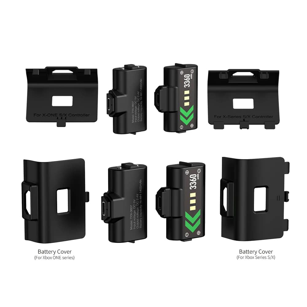 TYX-3607 controller cover fit TYX-3607 battery packs and black covers for Xbox One S/X and Xbox Series S/X controllers