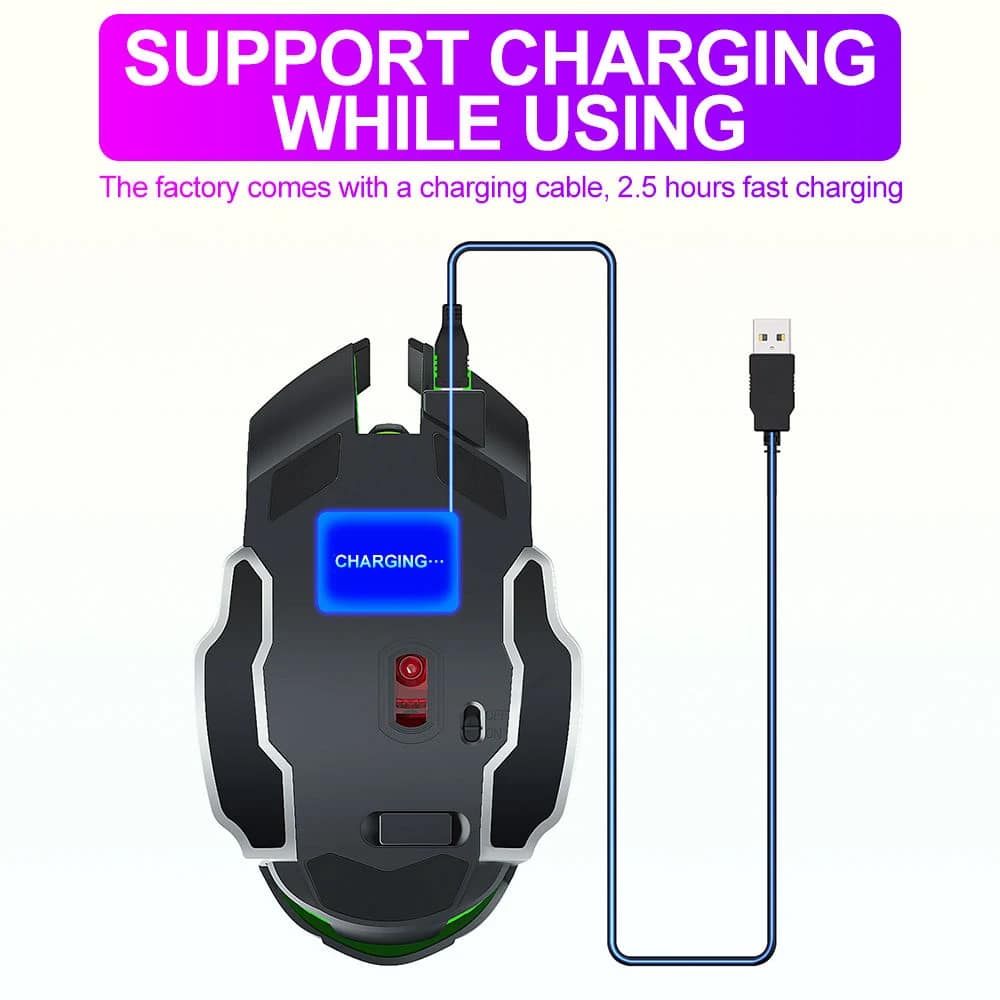 T-WOLF Q13 mouse charging through Micro-USB while in use