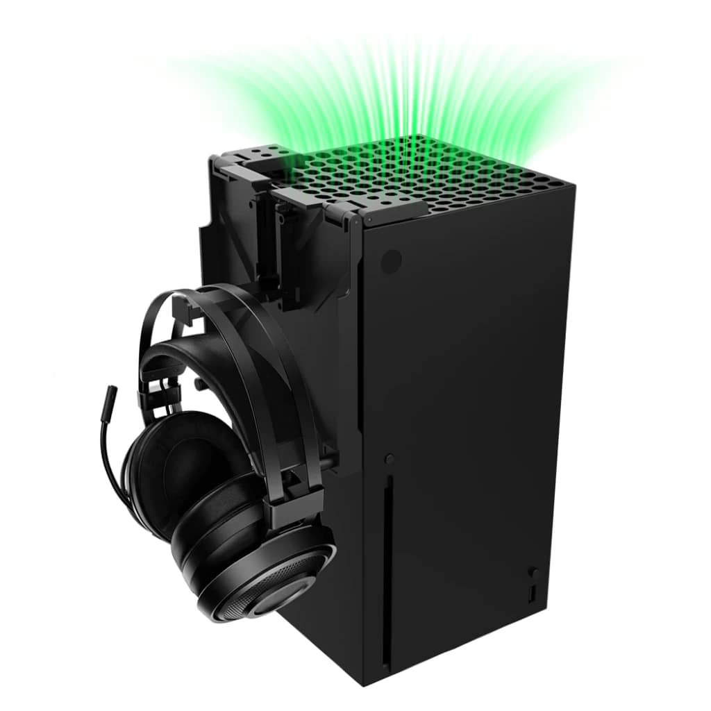dobe tyx 3609 headset holder Open dust cover and headset holder on Xbox Series X; console and headset not included
