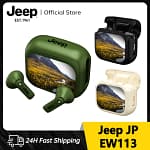 Jeep EW113 TWS Bluetooth Earphone – Premium Sports Waterproof Wireless Headphones with Smart Touch Screen and Active Noise Cancelling