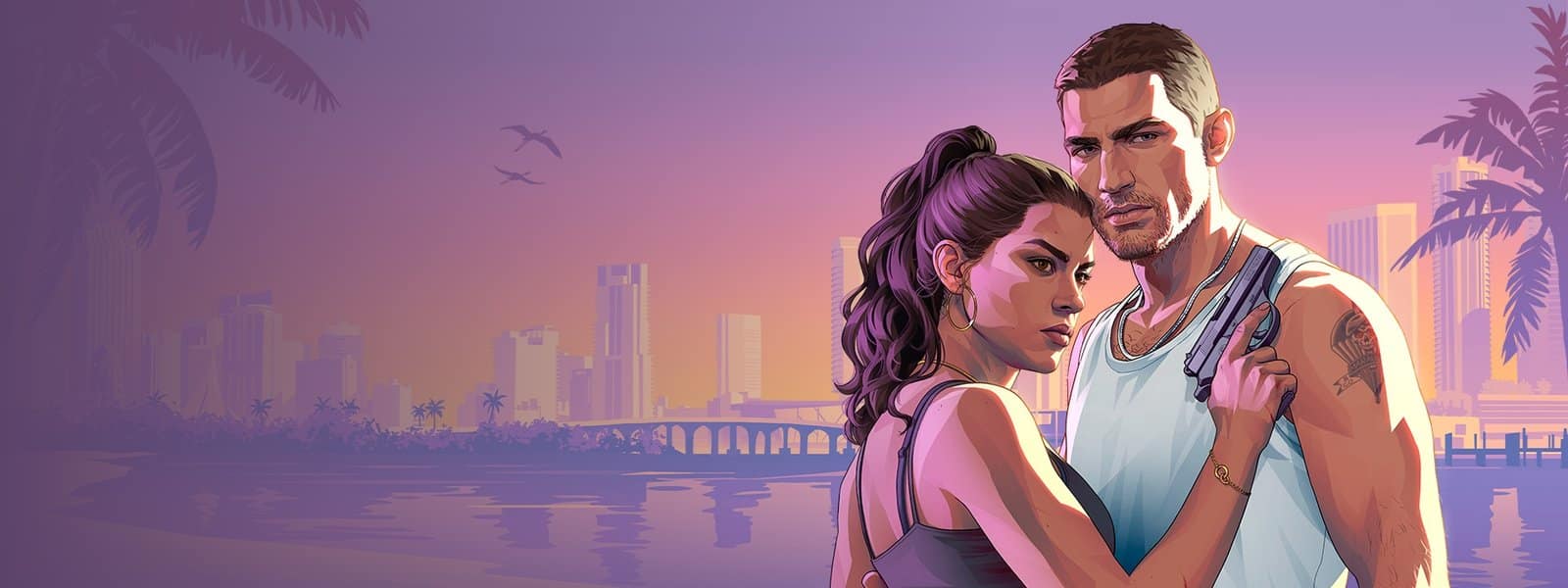 Jason Duval and Lucia Caminos stand in a sunlit tropical urban setting