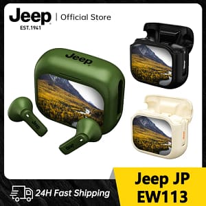 Jeep EW113 TWS Bluetooth Earphone – Premium Sports Waterproof Wireless Headphones with Smart Touch Screen and Active Noise Cancelling