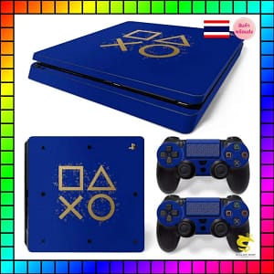 PS4 Slim Vinyl Console & Controller Skin Sticker Set – Easy to Apply & Residue-Free Removal (Blue)
