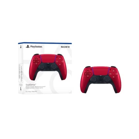 Volcanic Red DualSense wireless controller with retail packaging