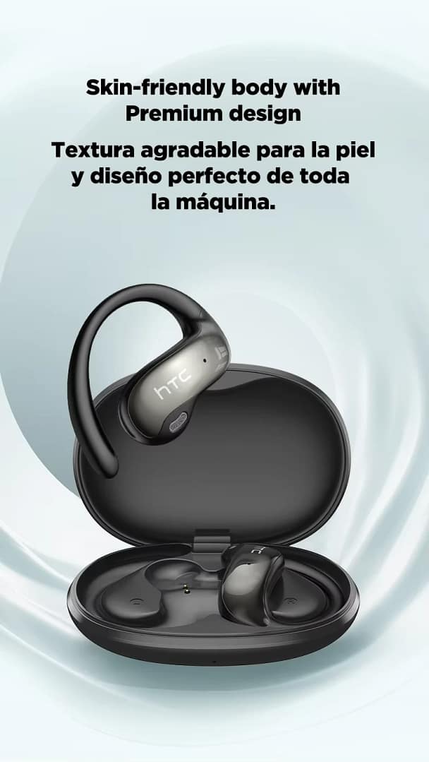 HTC NE19 open charging case and earphones