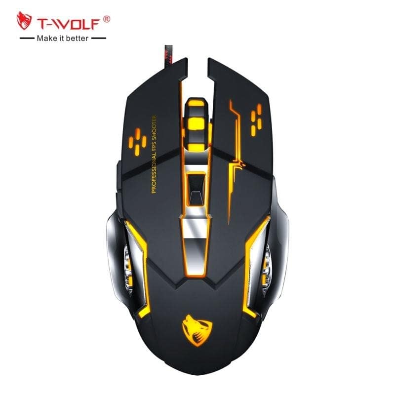 T-WOLF V6 Technology Black wired gaming mouse
