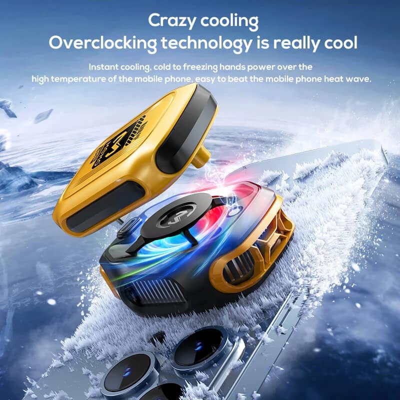 Supplier illustration of the MEMO CX12 cooler and detachable battery on a cooled phone