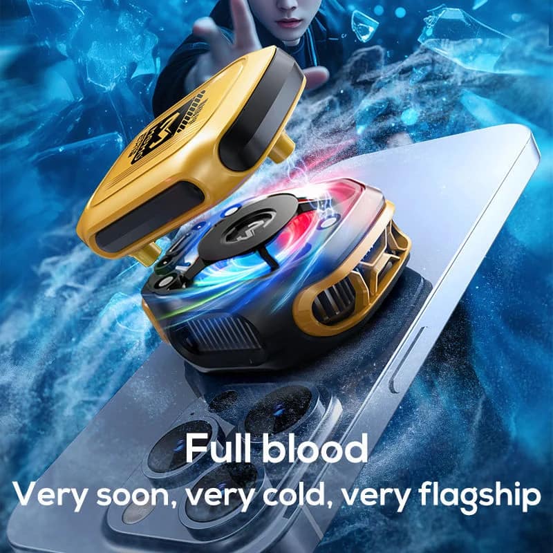 MEMO CX12 yellow detachable battery lifting from the RGB phone cooler
