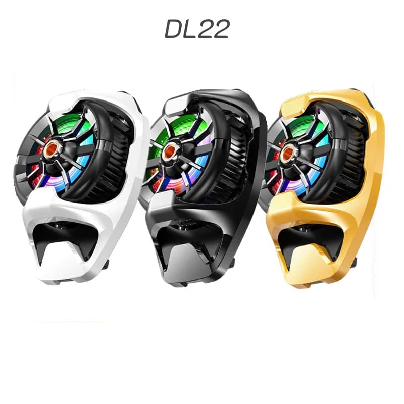 MEMO DL22 phone cooler shown in White, Black and Yellow