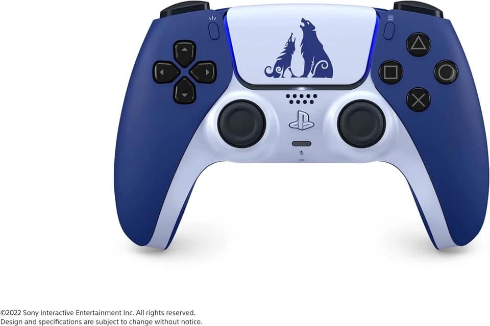 Blue and white God of War Ragnarök Limited Edition PS5 DualSense controller