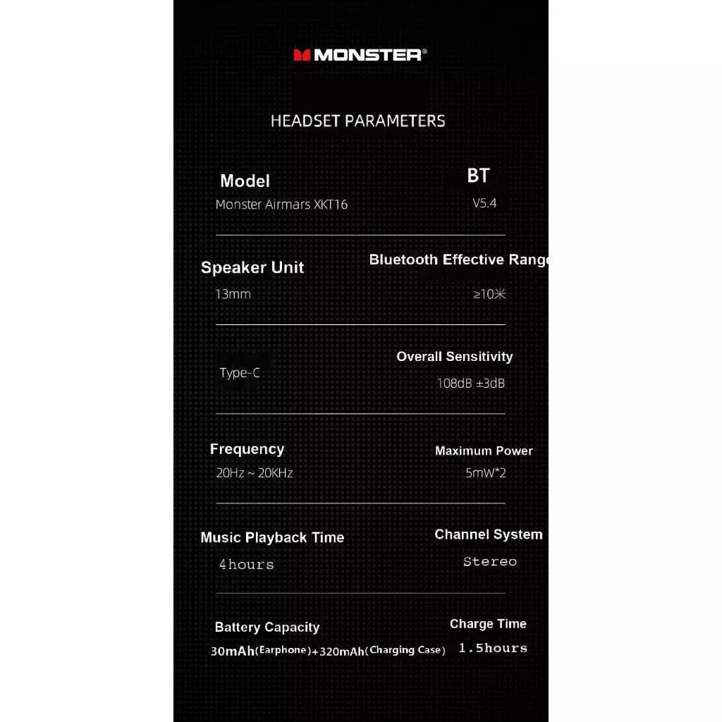 MONSTER XKT16 BLUETOOTH EARPHONES - Image 7