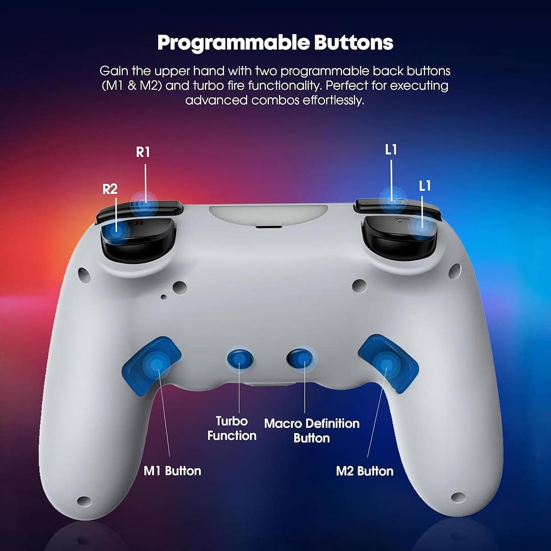CHASDI V3 Wireless Controller Compatible with PS5, Dual Vibration, Motion Control, Turbo & Macro Definition, Programmable Back Buttons, USB-C Charging - Image 6