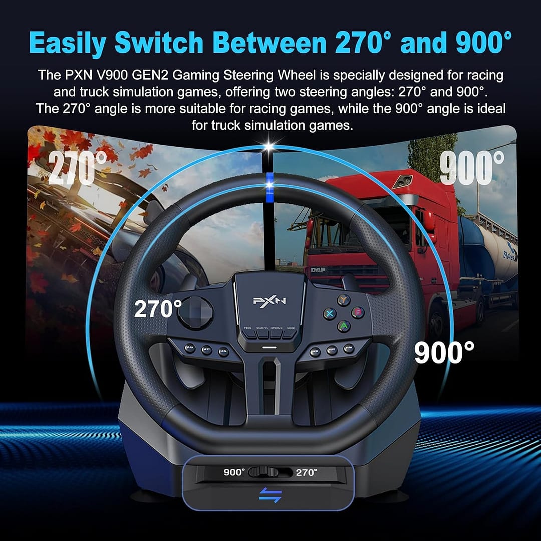PXN-V900 GEN2 Racing Steering Wheel for PC - 270°/900° Rotation - Image 2