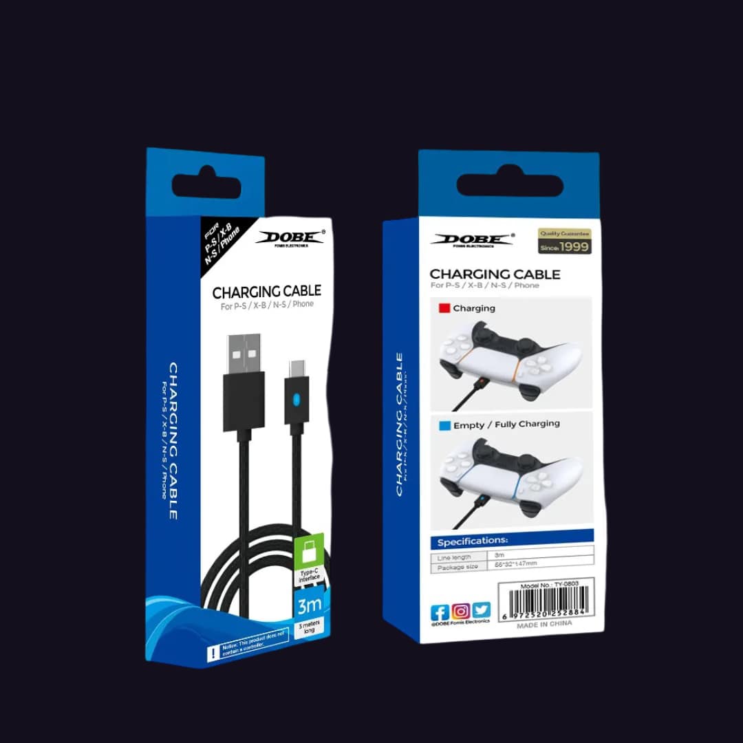DOBE TY-0803B Type-C Charging & Data Cable for PS5, Xbox Series, Nintendo Switch & More