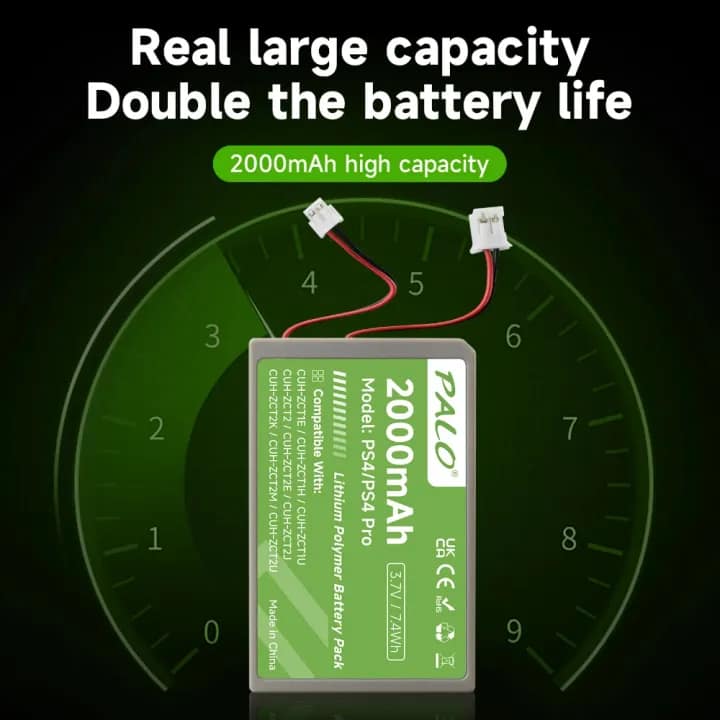 PALO 2000mAh Replacement Battery for PS4 / PS4 Pro DualShock 4 Controllers - Image 2