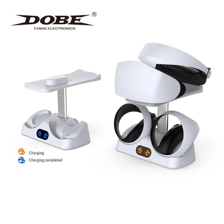 TP5-2515 charging indicator guide TP5-2515 orange charging and blue charge-complete indicators with PSVR2 fit example