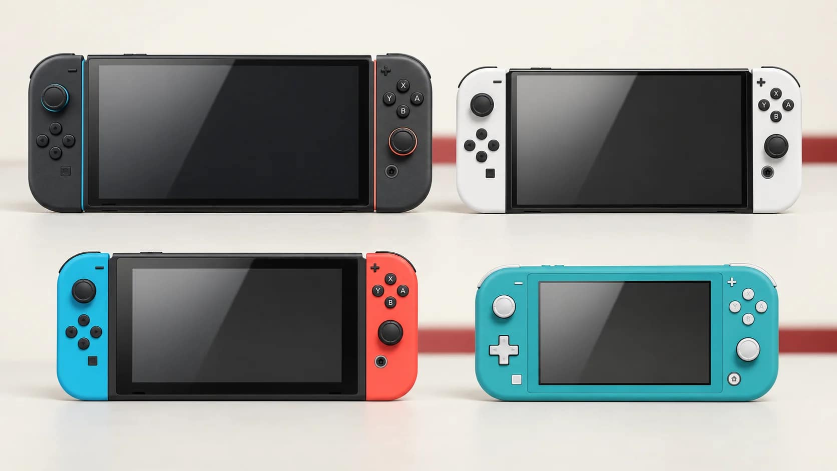 Nintendo Switch 2, OLED, standard Switch and Switch Lite comparison