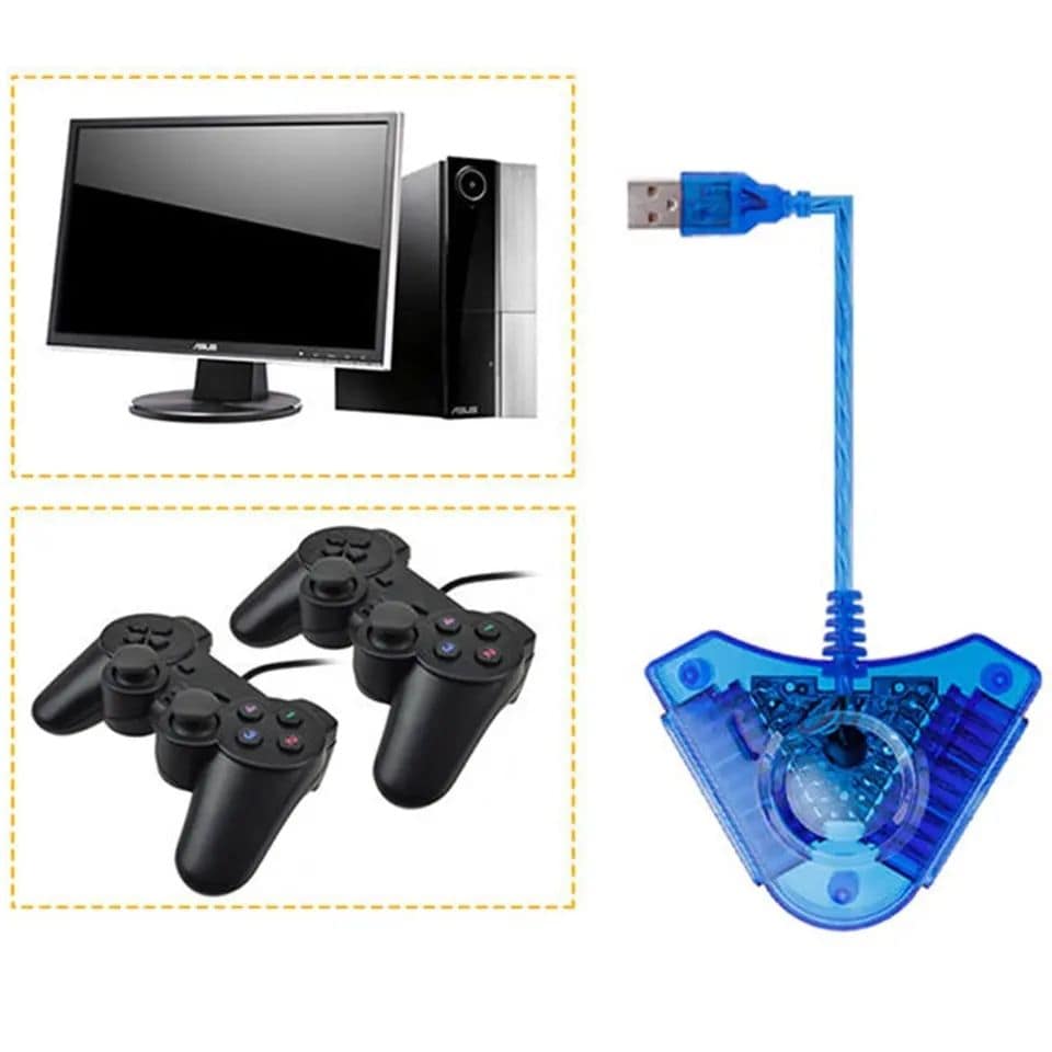 Dual-port PS2 controller USB adapter connected to PC diagram Dual-port PS2 controller USB adapter connected to PC diagram