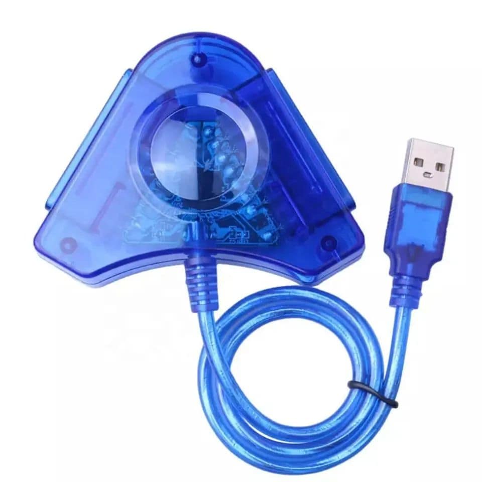 Blue PS2 controller USB adapter with cable Blue PS2 controller USB adapter with cable
