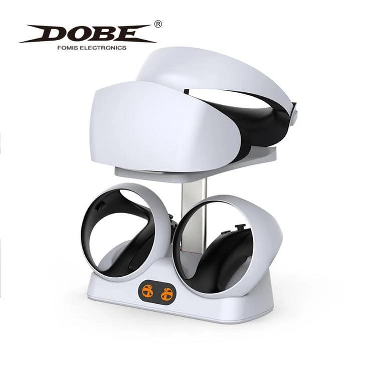 TP5-2515 with PSVR2 headset and Sense controllers PSVR2 headset on TP5-2515 tray and two Sense controllers in charging slots; devices not included